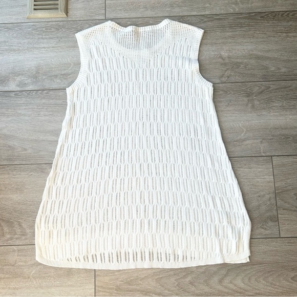 Heather B Pure Cotton Mesh Crochet Sleeveless Sweater Coverups - Picture 11 of 12